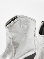 Oliver Bonas Silver Western Leather Cowboy Boots - Image 5 of 5