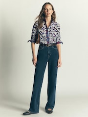 Boden Blue Sienna Frill Cotton Shirt - Image 4 of 5