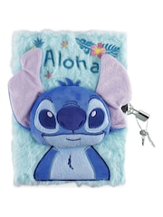Peers Hardy Blue Stitch 3D plush A5 diary with lock - Image 1 of 4