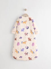Cream Animal Print Baby 2.5 Tog Detachable Sleeve 100% Cotton Sleep Bag - Image 2 of 10