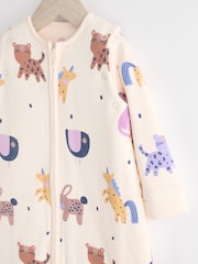 Cream Animal Print Baby 2.5 Tog Detachable Sleeve 100% Cotton Sleep Bag - Image 3 of 10
