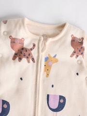 Cream Animal Print Baby 2.5 Tog Detachable Sleeve 100% Cotton Sleep Bag - Image 6 of 10