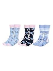 Peers Hardy Blue Lilo & Stitch Adults Socks for Everyday Wear and Gifts Pack of 3 - Image 1 of 6