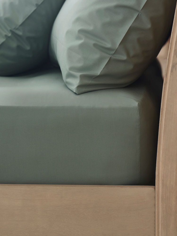 Green Deep Fitted Collection Luxe 200 Thread Count 100% Egyptian Cotton Percale Sheet - Image 1 of 1