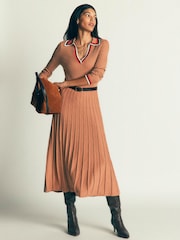 Boden Natural Ribbed Henley Knitted Dress - Image 4 of 7