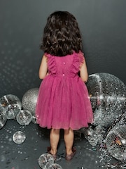 Berry Red Mesh Party Dress (3mths-8yrs) - Image 3 of 8