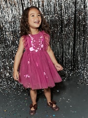 Berry Red Mesh Party Dress (3mths-8yrs) - Image 4 of 8