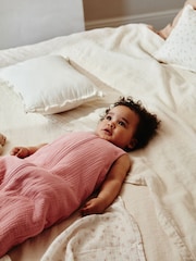 Pink Muslin 2.5 Tog Detachable Sleeve Baby 100% Cotton Sleep Bag - Image 3 of 12