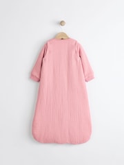 Pink Muslin 2.5 Tog Detachable Sleeve Baby 100% Cotton Sleep Bag - Image 8 of 12