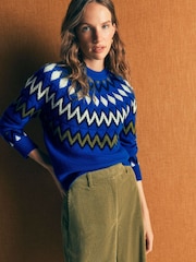 Bleu - Boden Mae Fair Isle Knitted Jumper - Image 1 de 7