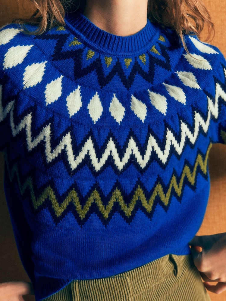 Bleu - Boden Mae Fair Isle Knitted Jumper - Image 2 de 7 Bleu - Boden Mae Fair Isle Knitted Jumper - Image 2 de 7