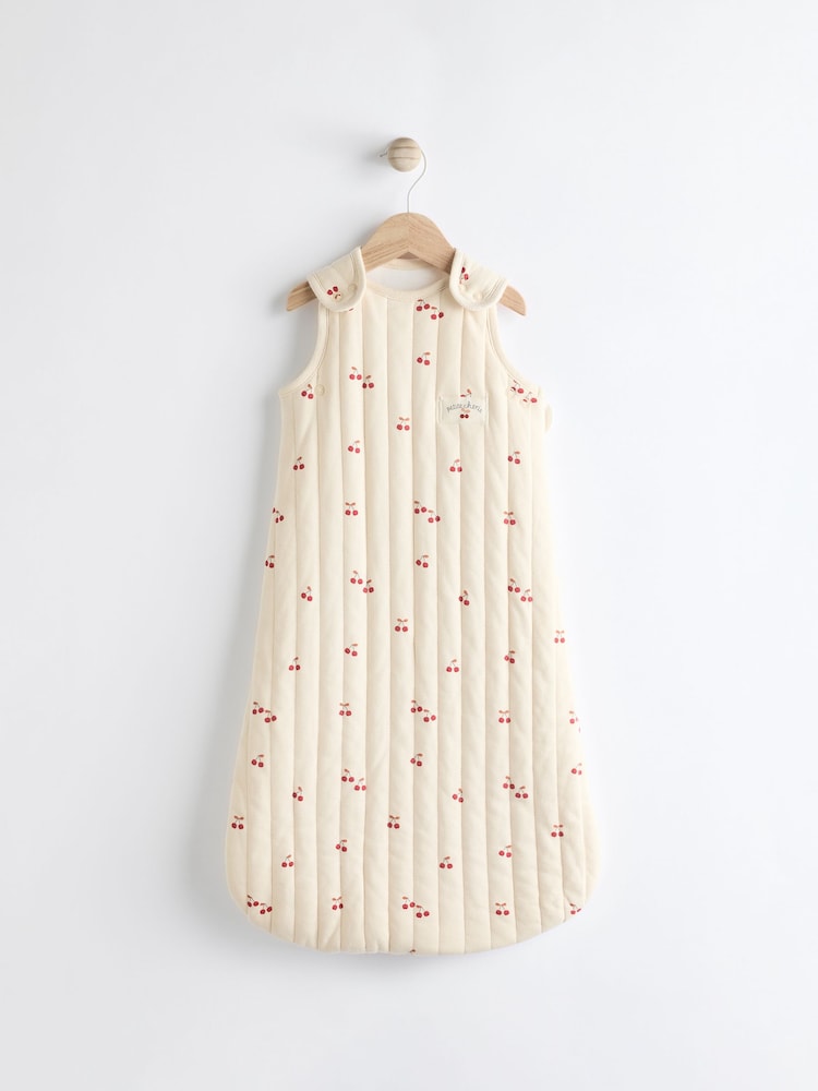 Natural Quilted Cherry Baby 2.5 Tog 100% Cotton Sleep Bag - Image 1 of 16