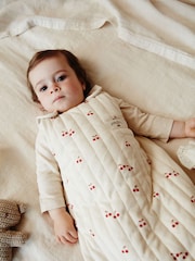 Natural Quilted Cherry Baby 2.5 Tog 100% Cotton Sleep Bag - Image 10 of 16