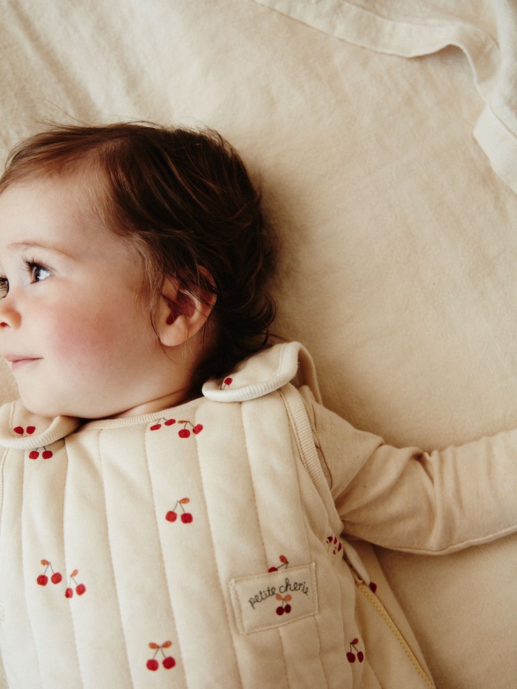 Natural Quilted Cherry Baby 2.5 Tog 100% Cotton Sleep Bag - Image 12 of 12 Natural Quilted Cherry Baby 2.5 Tog 100% Cotton Sleep Bag - Image 12 of 12