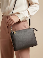 Jones Bootmaker Chocolate Warsaw Leather Zip Up Shoulder Bag - Image 1 of 7