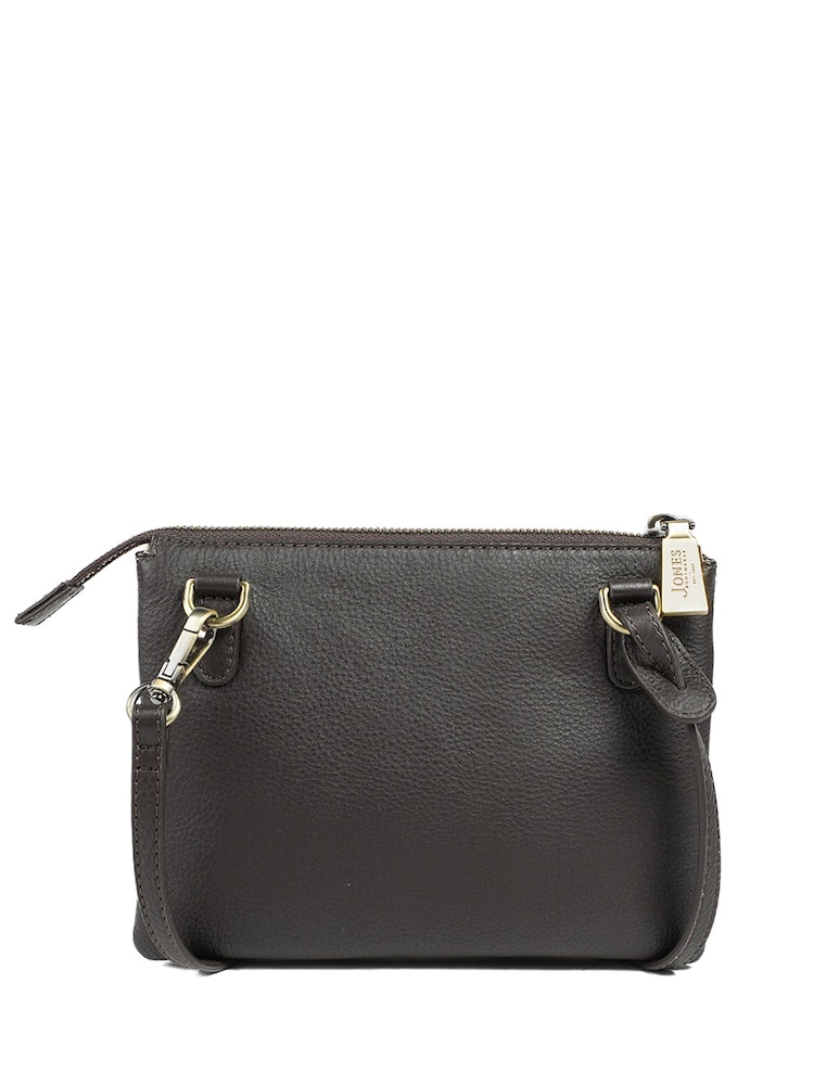 Jones Bootmaker Chocolate Warsaw Leather Zip Up Shoulder Bag - Image 2 of 7