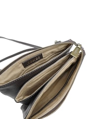 Jones Bootmaker Chocolate Warsaw Leather Zip Up Shoulder Bag - Image 7 of 7
