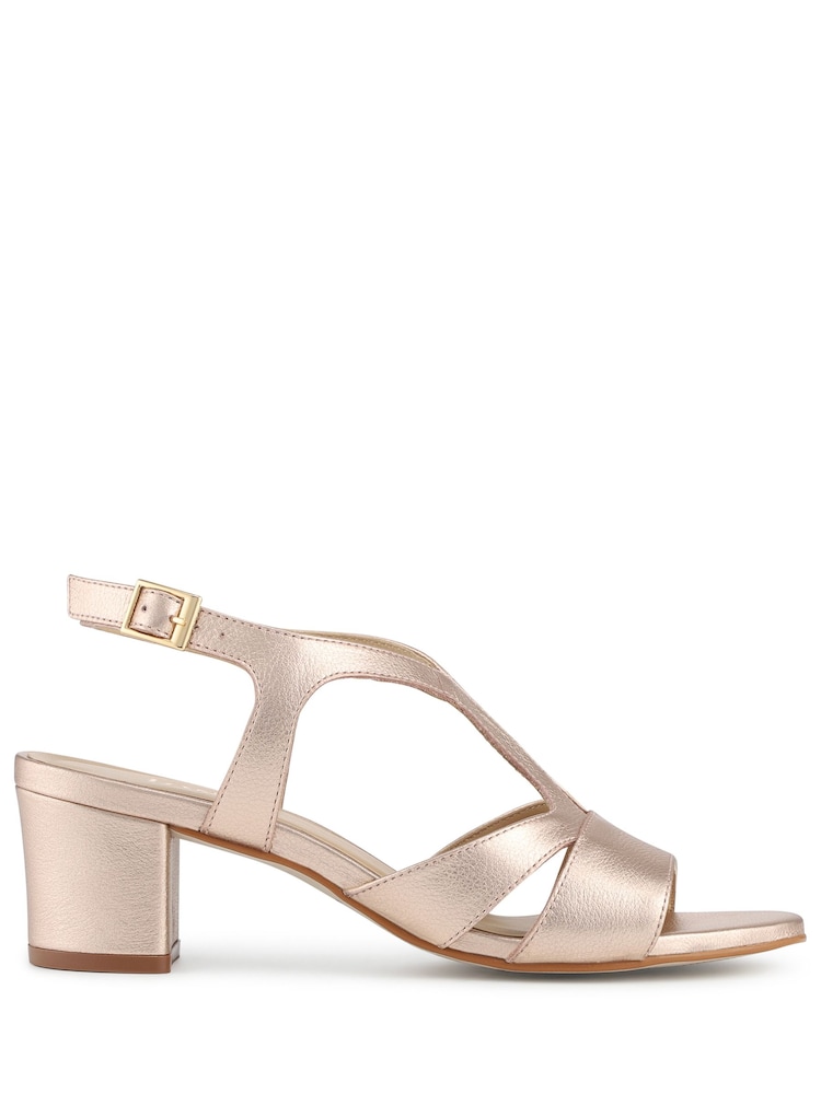 Jones Bootmaker Metallic Glory Leather Slingback Block Heel Sandals - Image 2 of 6