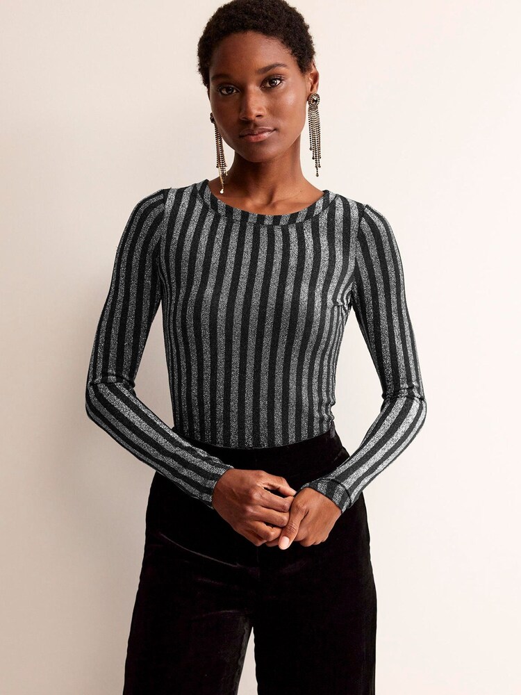 Boden Black Metallic Mia Top - Image 1 of 4