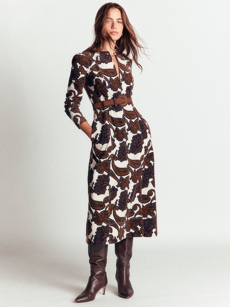 Boden Brown Una Cord Midi Dress - Image 1 of 5 Boden Brown Una Cord Midi Dress - Image 1 of 5