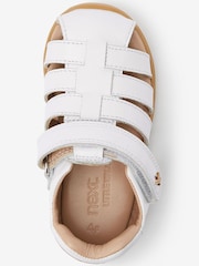 White Leather Wide Fit (G) First Walker Fisherman Sandals - Image 4 of 6