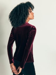 Boden Brown Puff Sleeve Velvet Cardigan - Image 3 of 5