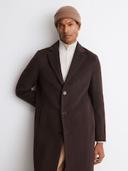Reiss Camel Belfry Merino Wool-Blend Wide-Rib Beanie - Image 4 of 5