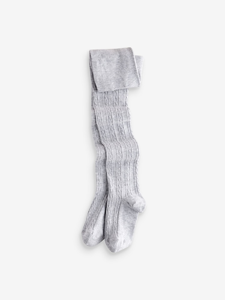 Rosa, Grau und Cream - Strumpfhosen mit Zopfmuster und hohem Baumwollanteil im 4er-Pack - Bild 2 von 5 Rosa, Grau und Cream - Strumpfhosen mit Zopfmuster und hohem Baumwollanteil im 4er-Pack - Bild 2 von 5