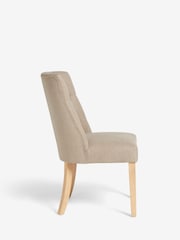 Set of 2 Soft Linen Look Light Natural Wolton Light Wood Leg Collection Luxe Button Dining Chairs - Image 5 of 7