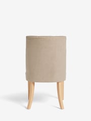 Set of 2 Soft Linen Look Light Natural Wolton Light Wood Leg Collection Luxe Button Dining Chairs - Image 6 of 7