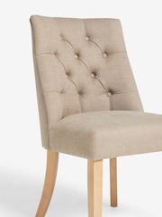 Set of 2 Soft Linen Look Light Natural Wolton Light Wood Leg Collection Luxe Button Dining Chairs - Image 7 of 7