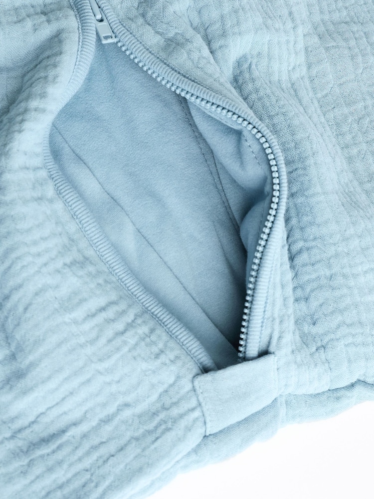 Blue Muslin 2.5 Tog Detachable Sleeve Baby 100% Cotton Sleep Bag - Image 10 of 12
