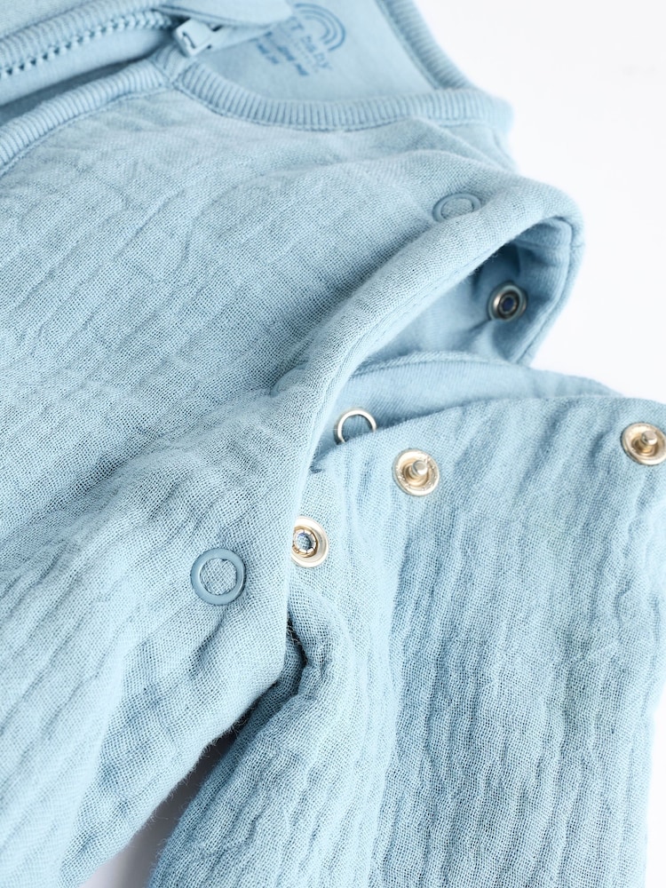 Blue Muslin 2.5 Tog Detachable Sleeve Baby 100% Cotton Sleep Bag - Image 11 of 12