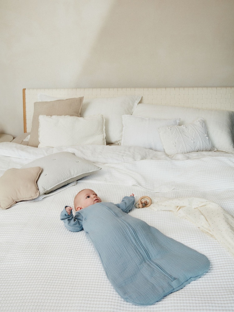 Blue Muslin 2.5 Tog Detachable Sleeve Baby 100% Cotton Sleep Bag - Image 3 of 12