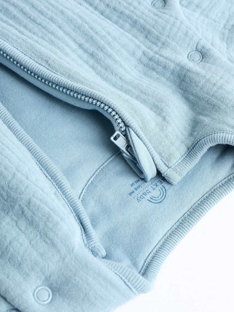 Blue Muslin 2.5 Tog Detachable Sleeve Baby 100% Cotton Sleep Bag - Image 9 of 12