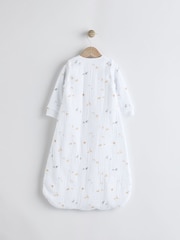 White Animal Print Muslin 2.5 Tog Detachable Sleeve Baby 100% Cotton Sleep Bag - Image 7 of 8