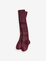 Burgundy Red Cotton Rich Cable Tights - Image 1 of 1