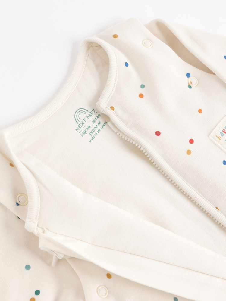 Cream Spot Baby 2.5 Tog Detachable Sleeve 100% Cotton Sleep Bag - Image 9 of 9