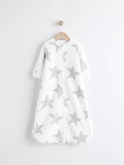 White/ Grey Star 2.5 Tog Baby Fleece Long Sleeve Sleep Bag - Image 1 of 11