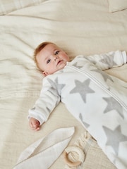 White/ Grey Star 2.5 Tog Baby Fleece Long Sleeve Sleep Bag - Image 2 of 11