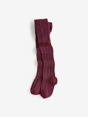 Pink und Violett - Strumpfhosen mit Zopfmuster und hohem Baumwollanteil im 3er-Pack - Bild 3 von 4