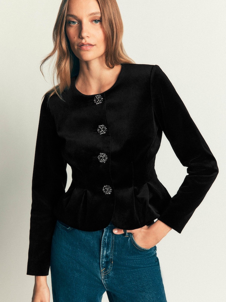 Negro - Boden Velvet Waisted Top - Imagen 2 de 7