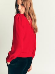 Boden Red Ria Embellished Knit Jumper - Image 3 of 6