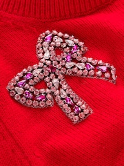 Boden Red Ria Embellished Knit Jumper - Image 6 of 6