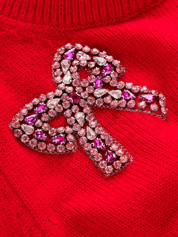 Boden Red Ria Embellished Knit Jumper - Image 6 of 6 Boden Red Ria Embellished Knit Jumper - Image 6 of 6