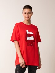 Red Short Sleeve Christmas Snoopy T-Shirt - Image 1 of 6