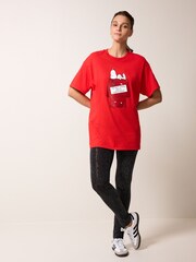Red Short Sleeve Christmas Snoopy T-Shirt - Image 2 of 6