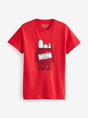 Red Short Sleeve Christmas Snoopy T-Shirt - Image 5 of 6