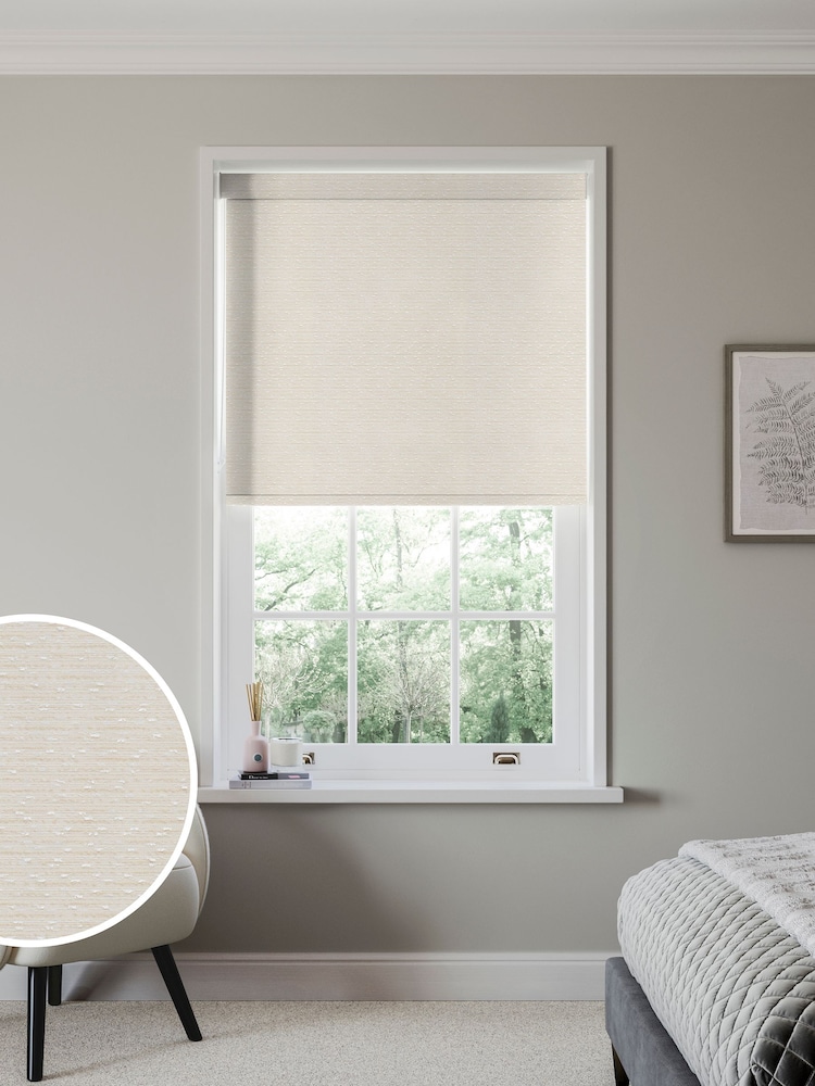Ivory Cream Raven Made to Measure Roller Blind - Image 1 of 6