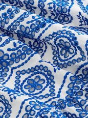 Blue/White Premium Broderie Cut-Out Detail Dress - Image 5 of 6